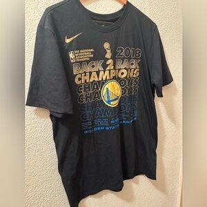 Nike T-Shirt Women Black Cotton Warriors 2018 Back 2 Back Champs Size Medium